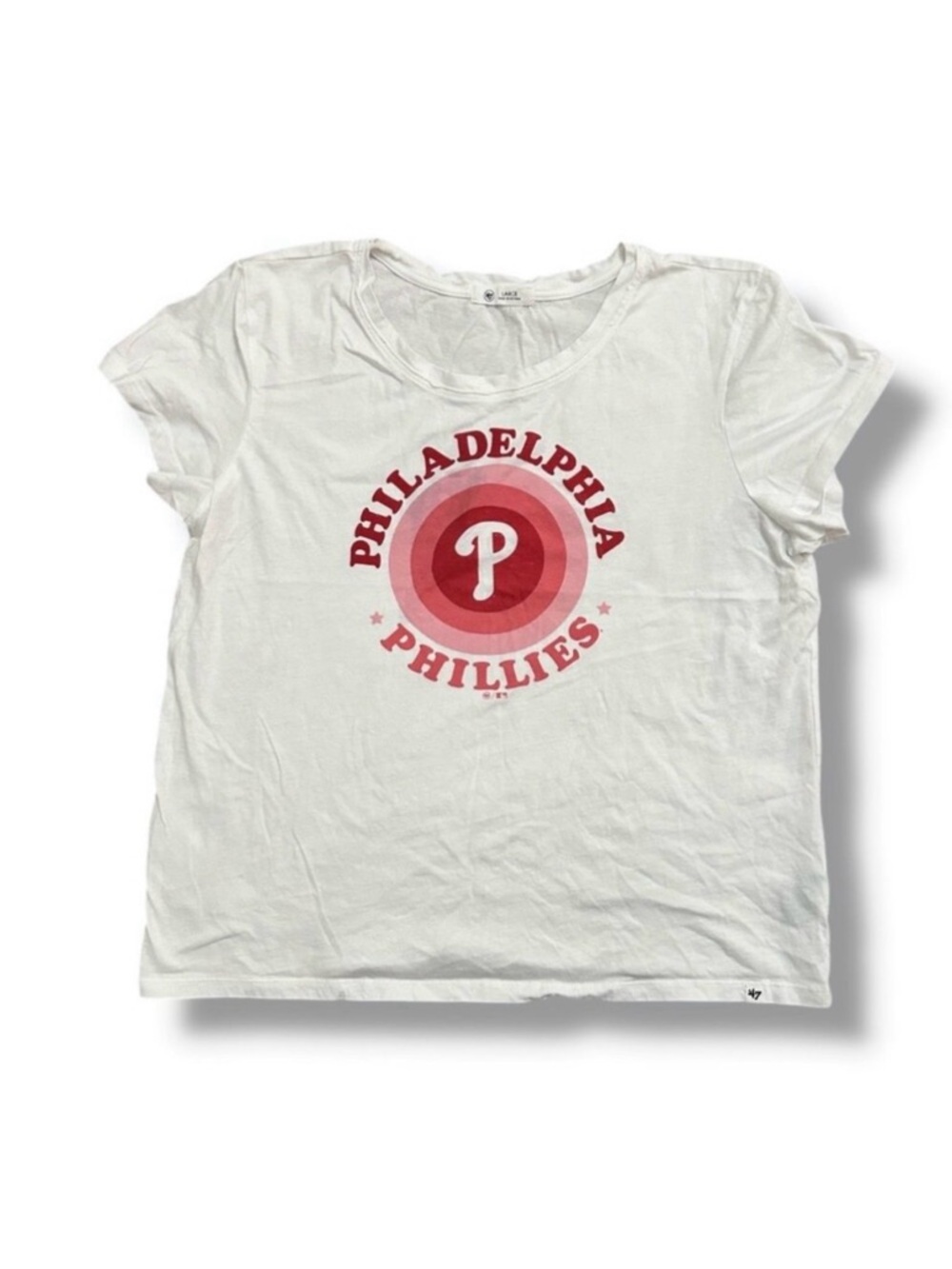 '47 Philadelphia Phillies White Graphic Tee Women's Size Large MLB Sporty